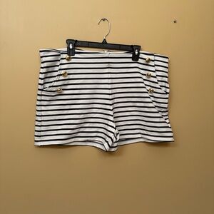 Sail to Sable Black and White Striped High Waist Shorts